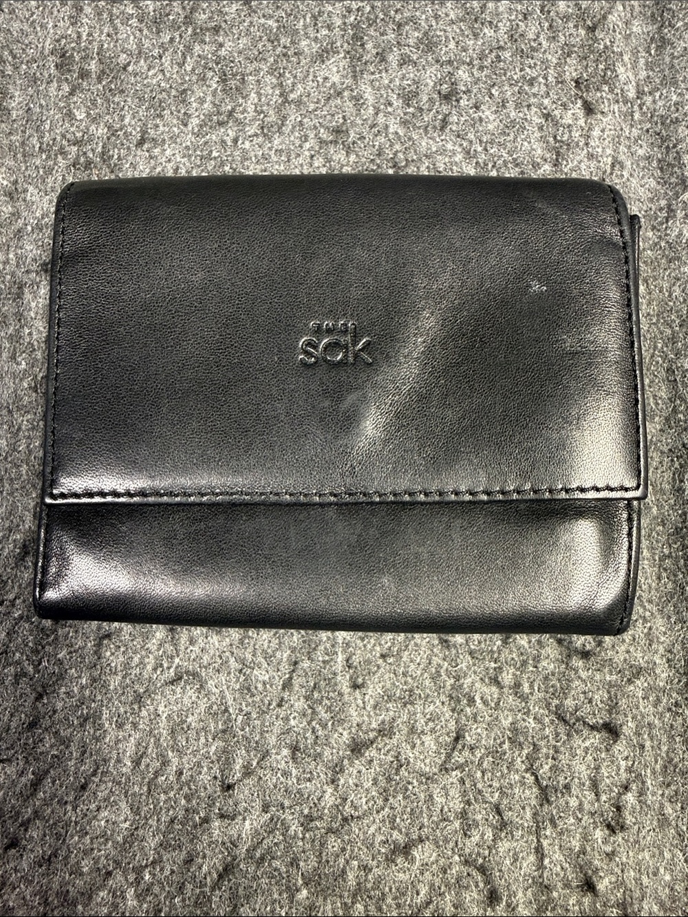 The Sak Black Leather Compact Fold Wallet